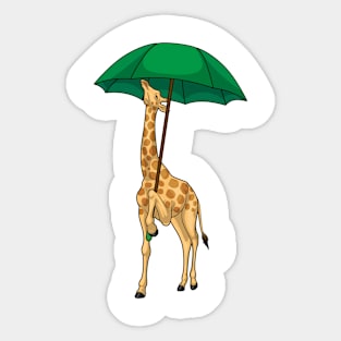 Giraffe Raining Umbrella Sticker